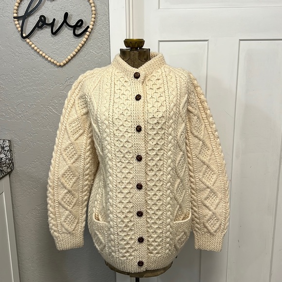 Donegal Collection Sweaters - PURE WOOL CABLE KNIT SWEATER ( DONEGAL COLLECTION- BY MAGEE) XL